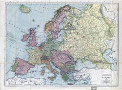 Duża szczegółowa stara mapa polityczna Europy 1912 roku.