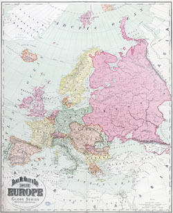 Duża szczegółowa stara mapa polityczna Europy z miastami 1894 roku - 1894.