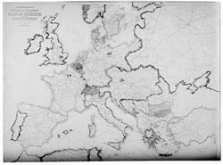 Duża szczegółowa stara mapa kolei i parowców Europy - 1913.