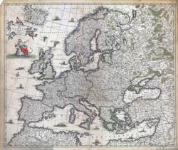 Szczegółowa stara mapa Europy o dużym formacie - 1700.