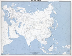 Szczegółowa stara mapa Europy i Azji dużego formatu - 1975.