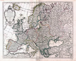 Szczegółowa stara mapa polityczna Europy o dużym formacie 1769 roku.