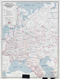 Szczegółowa stara mapa podziału administracyjnego Europejskiej ZSRR - 1946.