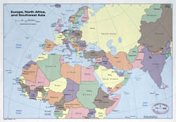 Duża szczegółowa mapa polityczna Europy, Afryki Północnej i Azji Południowo-Zachodniej - 1981.